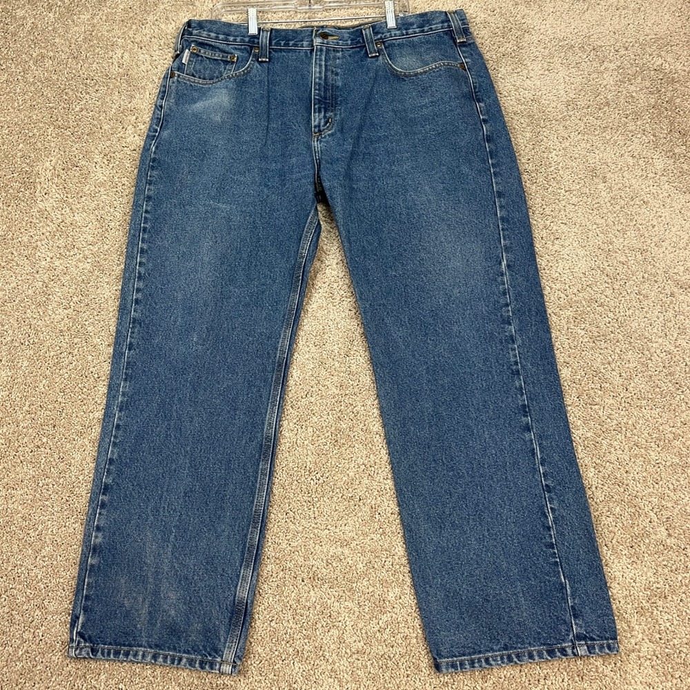 Carhartt Jeans Men 40x30 Medium Wash Straight Leg Denim 5 Pocket Traditional Fit